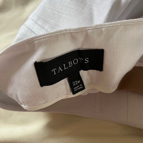 Talbots Plus Size White Linen Blend Straight Leg Trouser Wmns 22W Casual Preppy - Picture 6 of 10